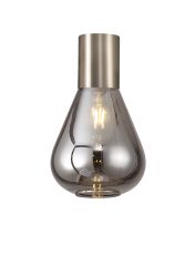 Odeyscene 23cm Ceiling Light With Narrow Glass, 1 x E27, Satin Nickel/Smoke