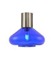 Odeyscene 31cm Ceiling Light With Wide Glass, 1 x E27, Satin Nickel/Blue Ink
