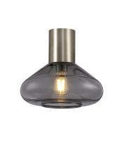 Odeyscene 31cm Ceiling Light With Wide Glass, 1 x E27, Satin Nickel/Inky Black