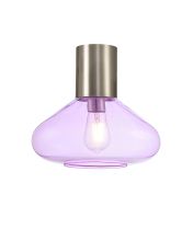 Odeyscene 31cm Ceiling Light With Wide Glass, 1 x E27, Satin Nickel/Lilac