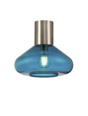 Odeyscene 31cm Ceiling Light With Wide Glass, 1 x E27, Satin Nickel/Teal Blue