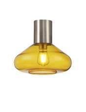 Odeyscene 31cm Ceiling Light With Wide Glass, 1 x E27, Satin Nickel/Yellow