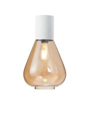 Odeyscene 23cm Ceiling Light With Narrow Glass, 1 x E27, Satin White/Amber