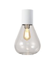 Odeyscene 23cm Ceiling Light With Narrow Glass, 1 x E27, Satin White/Clear