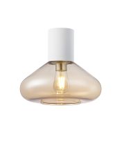 Odeyscene 31cm Ceiling Light With Wide Glass, 1 x E27, Satin White/Amber