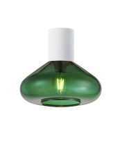 Odeyscene 31cm Ceiling Light With Wide Glass, 1 x E27, Satin White/Bottle Green