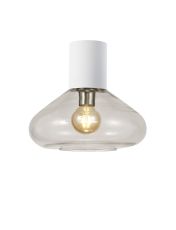 Odeyscene 31cm Ceiling Light With Wide Glass, 1 x E27, Satin White/Clear