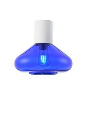 Odeyscene 31cm Ceiling Light With Wide Glass, 1 x E27, Satin White/Blue Ink