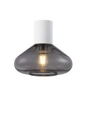 Odeyscene 31cm Ceiling Light With Wide Glass, 1 x E27, Satin White/Inky Black