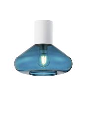 Odeyscene 31cm Ceiling Light With Wide Glass, 1 x E27, Satin White/Teal Blue