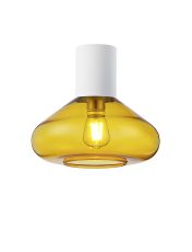 Odeyscene 31cm Ceiling Light With Wide Glass, 1 x E27, Satin White/Yellow