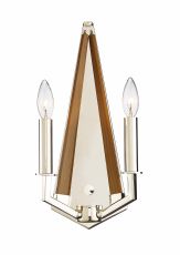 Hilton Wall Lamp 2 Light E14 Polished Nickel/Taupe Wood