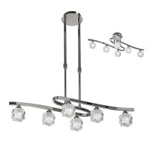 Ice Rectangular Telescopic Convertible To Semi Flush 6 Light G9 ECO, Polished Chrome