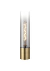 Luce Table Lamp With Tubular Glass, 1 x E27, Antique Brass/Smoke Fade/Black Braided Twisted Cable