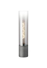 Luce Table Lamp With Tubular Glass, 1 x E27, Pewter/Smoke Fade/Black Braided Cable
