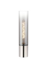 Luce Table Lamp With Tubular Glass, 1 x E27, Polished Nickel/Smoke Fade/Dark Grey Braided Cable