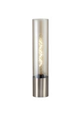 Luce Table Lamp With Tubular Glass, 1 x E27, Satin Nickel/Cognac/Clear PVC Cable