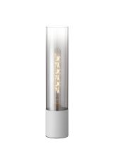 Luce Table Lamp With Tubular Glass, 1 x E27, Satin White/Smoke Fade/Clear PVC Cable