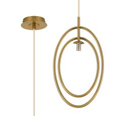 Duna Oval Pendant / Semi Ceiling Convertible (FRAME ONLY), 1 Light G9, Brass Gold