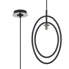 Duna Oval Pendant / Semi Ceiling Convertible (FRAME ONLY), 1 Light G9, Grey/Polished Chrome
