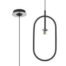 Duna Oblong Pendant / Semi Ceiling Convertible (FRAME ONLY), 1 Light G9, Grey/Polished Chrome