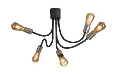 Giacomo Flexible Ceiling 5 Light E27, Dark Grey/Satin Nickel