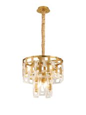 Alban 41cm 2 Tier Round Pendant, 7 x E14, Matt Gold/Clear Glass