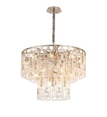 Alban 83cm 3 Tier Round Pendant, 20 x E14, Satin Nickel/Clear Glass, Item Weight: 31kg