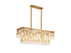 Alban 100x33cm Rectangular Pendant, 14 x E14, Matt Gold/Clear Glass, Item Weight: 24kg