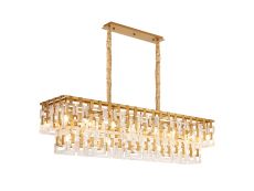 Alban 150x33cm Rectangular Pendant, 20 x E14, Matt Gold/Clear Glass, Item Weight: 33kg