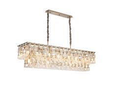 Alban 150x33cm Rectangular Pendant, 20 x E14, Satin Nickel/Clear Glass, Item Weight: 33kg