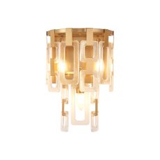Alban 26 x 39cm Wall Lamp, 326 x 39E14, Matt Gold/Clear Glass
