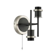 Jestero IP Wall Light Switched (FRAME ONLY), 2 Light E14 IP44, Satin Nickel/Satin Black