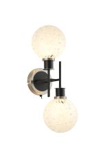 Jestero Switched Wall Light, 2 Light E14 With 15cm Round Speckled Glass Shade, Satin Nickel, White & Satin Black