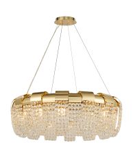 Kalani 80cm Pendant Round, 14 Light E14, French Gold/Crystal