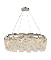 Kalani 80cm Pendant Round, 14 Light E14, Polished Nickel/Crystal