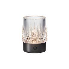 Lax Rechargeable Battery Operated Table Lamp, 1W LED, 3000K, 110lm, 3-Step Touch Dimmable, IP44, Black Nickel