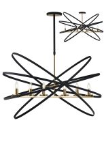 Geona Adjustable Rings Pendant/Semi Ceiling Oval, 6 x E14, Gold/Black