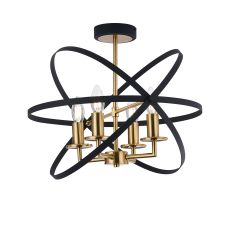 Geona 46cm Adjustable Rings Semi Flush, 4 x E14, Gold/Black