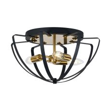 Geona 40cm Flush Ceiling, 3 x E14, Gold/Black