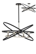 Geona Adjustable Rings Pendant/Semi Ceiling, 4 x E14, Satin Nickel/Anthracite