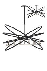 Geona Adjustable Rings Pendant/Semi Ceiling Oval, 6 x E14, Satin Nickel/Anthracite