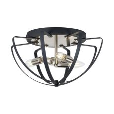 Geona 40cm Flush Ceiling, 3 x E14, Satin Nickel/Anthracite