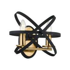 Geona Adjustable Rings Wall Light, 2 x E14, Gold/Black