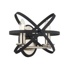 Geona Adjustable Rings Wall Light, 2 x E14, Satin Nickel/Anthracite