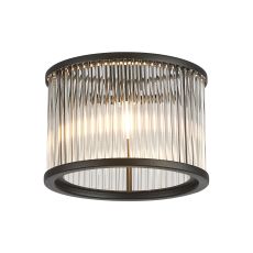 Blanca Round 16 x 11cm Non-Electric Glass Rod Shade (B), Satin Black / Clear Glass Rods