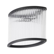 Blanca Oval 18 x 10 x 15cm Non-Electric Glass Rod Shade (D), Satin Black / Clear Glass Rods