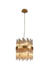Cucine 26cm Glass Rod Pendant Round, 6 Light G9, Brass/Cognac