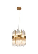 Cucine 26cm Glass Rod Pendant Round, 6 Light G9, Brass/Clear
