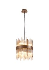 Cucine 26cm Glass Rod Pendant Round, 6 Light G9, Painted Matt Bronze/Cognac